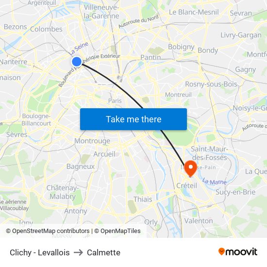 Clichy - Levallois to Calmette map