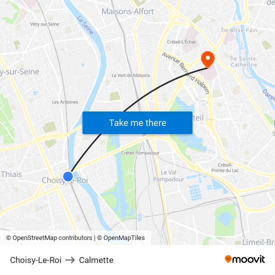 Choisy-Le-Roi to Calmette map