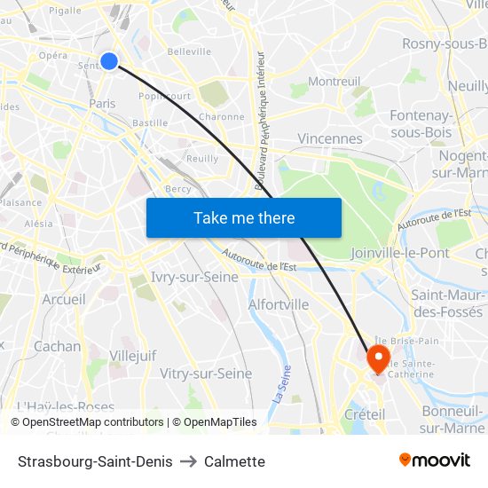 Strasbourg-Saint-Denis to Calmette map