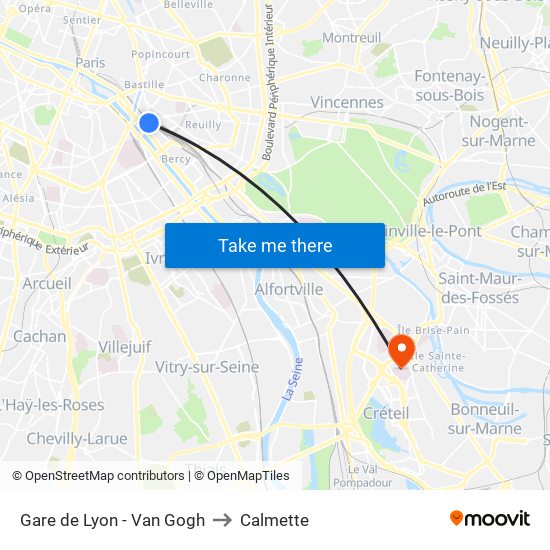 Gare de Lyon - Van Gogh to Calmette map