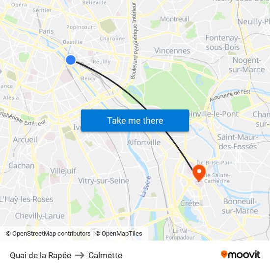 Quai de la Rapée to Calmette map