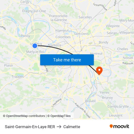 Saint-Germain-En-Laye RER to Calmette map