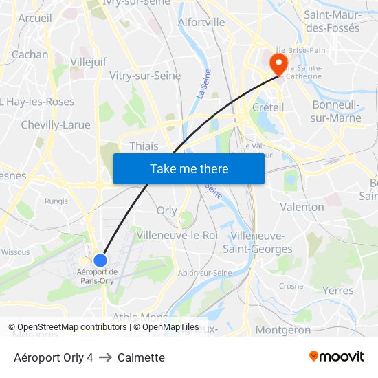 Aéroport Orly 4 to Calmette map