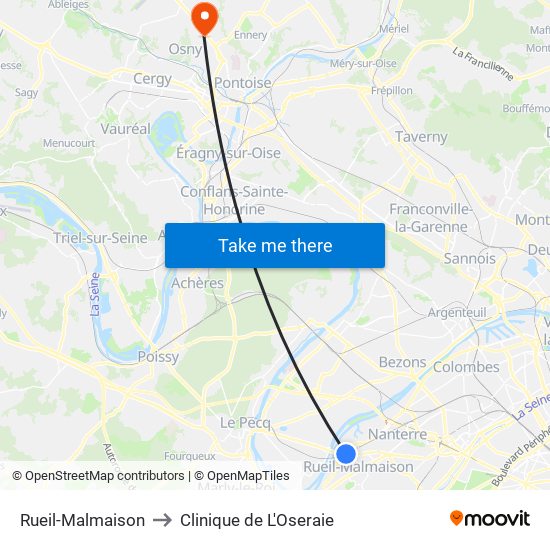 Rueil-Malmaison to Clinique de L'Oseraie map