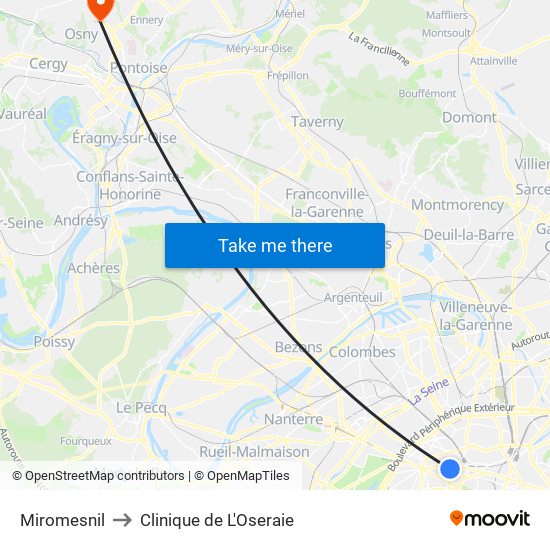 Miromesnil to Clinique de L'Oseraie map