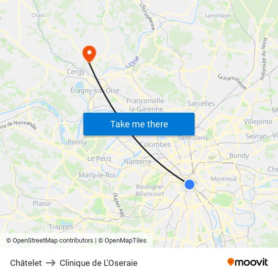 Châtelet to Clinique de L'Oseraie map