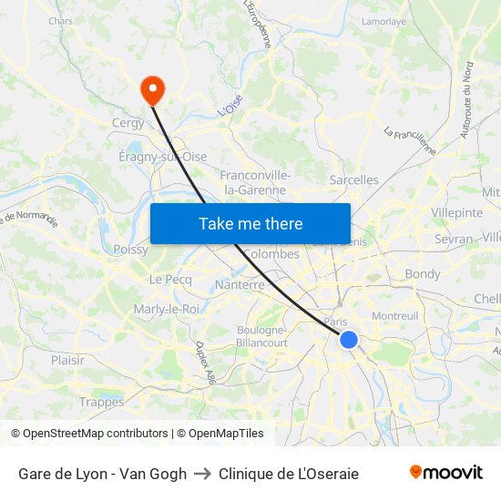 Gare de Lyon - Van Gogh to Clinique de L'Oseraie map