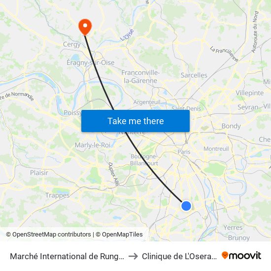 Marché International de Rungis to Clinique de L'Oseraie map