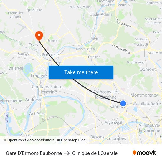 Gare D'Ermont-Eaubonne to Clinique de L'Oseraie map