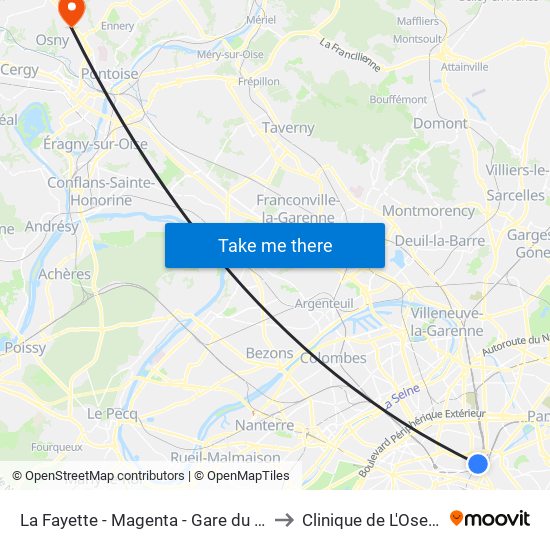 La Fayette - Magenta - Gare du Nord to Clinique de L'Oseraie map