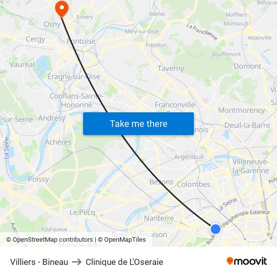 Villiers - Bineau to Clinique de L'Oseraie map