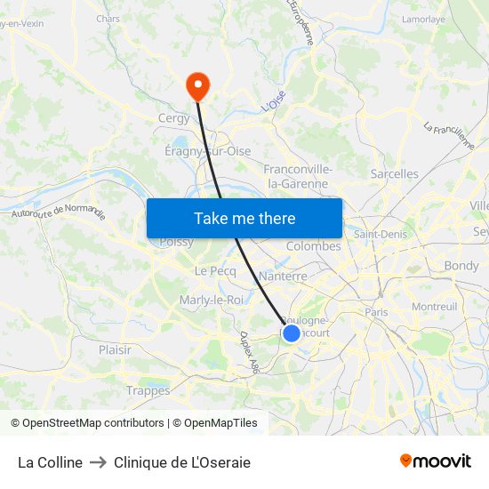 La Colline to Clinique de L'Oseraie map