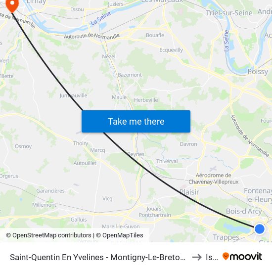 Saint-Quentin En Yvelines - Montigny-Le-Bretonneux to Isty map