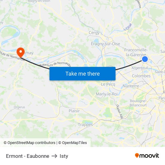 Ermont - Eaubonne to Isty map