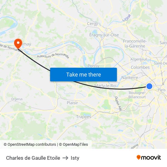 Charles de Gaulle Etoile to Isty map