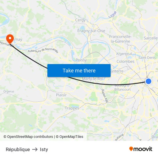 République to Isty map