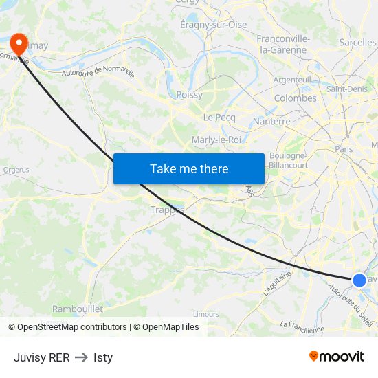 Juvisy RER to Isty map