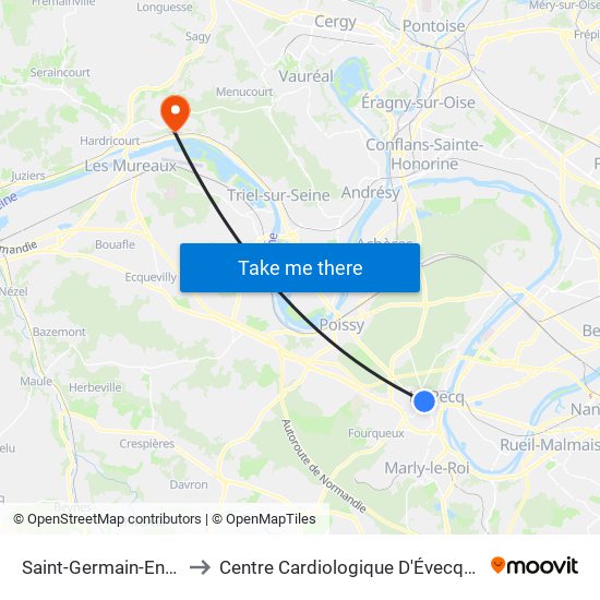 Saint-Germain-En-Laye to Centre Cardiologique D'Évecquemont map