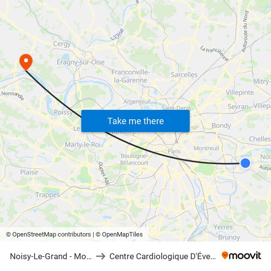Noisy-Le-Grand - Mont D'Est to Centre Cardiologique D'Évecquemont map