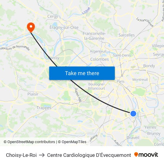 Choisy-Le-Roi to Centre Cardiologique D'Évecquemont map