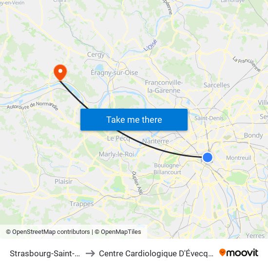 Strasbourg-Saint-Denis to Centre Cardiologique D'Évecquemont map