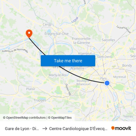 Gare de Lyon - Diderot to Centre Cardiologique D'Évecquemont map