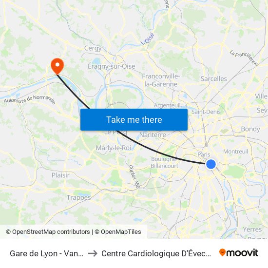 Gare de Lyon - Van Gogh to Centre Cardiologique D'Évecquemont map