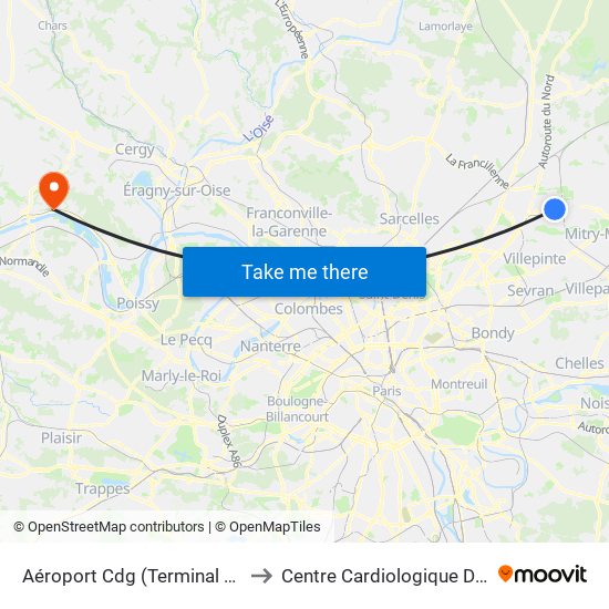 Aéroport Cdg (Terminal 3 – Roissypôle) to Centre Cardiologique D'Évecquemont map