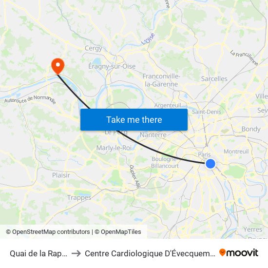 Quai de la Rapée to Centre Cardiologique D'Évecquemont map