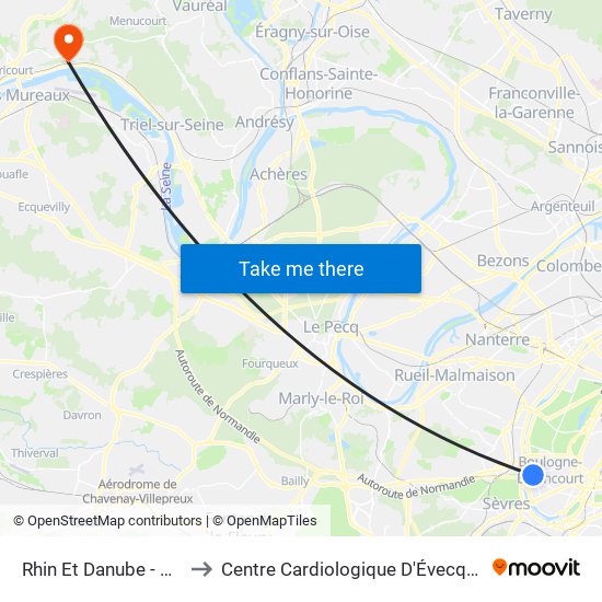 Rhin Et Danube - Métro to Centre Cardiologique D'Évecquemont map