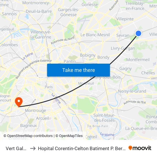 Vert Galant to Hopital Corentin-Celton Batiment P. Berthaux map