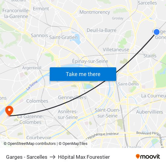Garges - Sarcelles to Hôpital Max Fourestier map