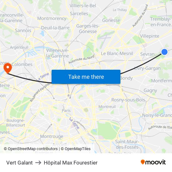 Vert Galant to Hôpital Max Fourestier map