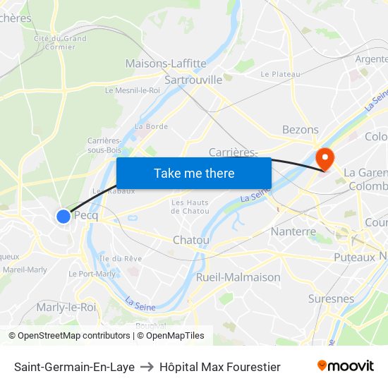 Saint-Germain-En-Laye to Hôpital Max Fourestier map