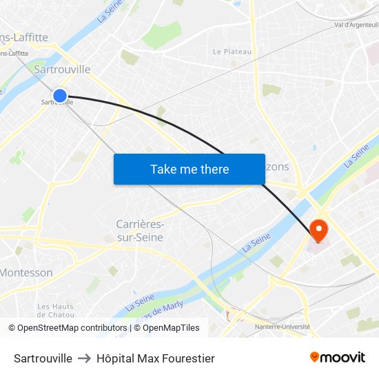 Sartrouville to Hôpital Max Fourestier map