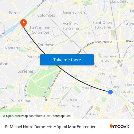 St Michel Notre Dame to Hôpital Max Fourestier map