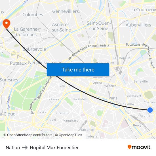 Nation to Hôpital Max Fourestier map