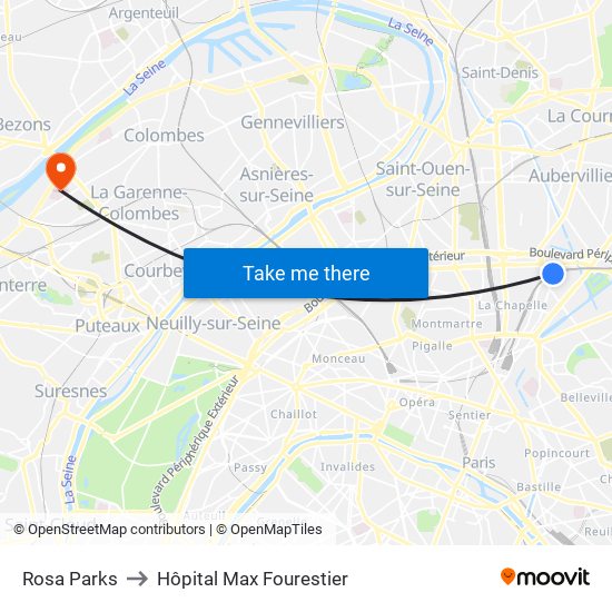Rosa Parks to Hôpital Max Fourestier map