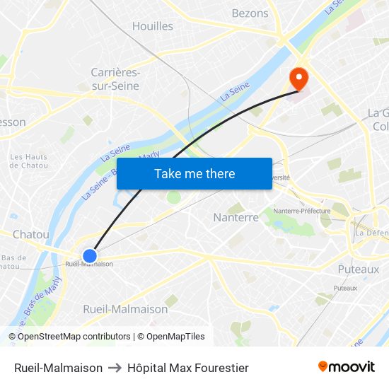 Rueil-Malmaison to Hôpital Max Fourestier map