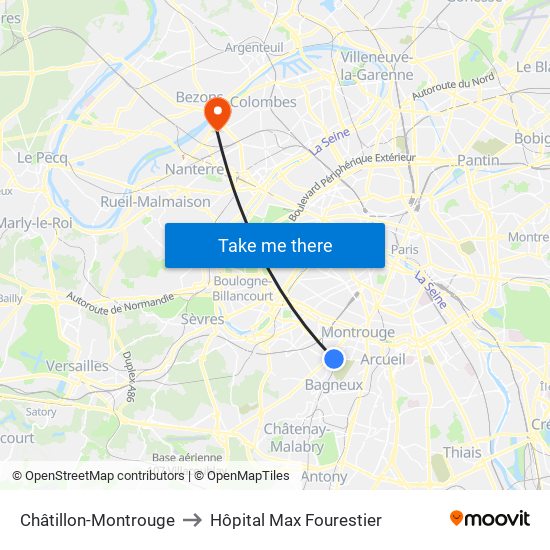 Châtillon-Montrouge to Hôpital Max Fourestier map