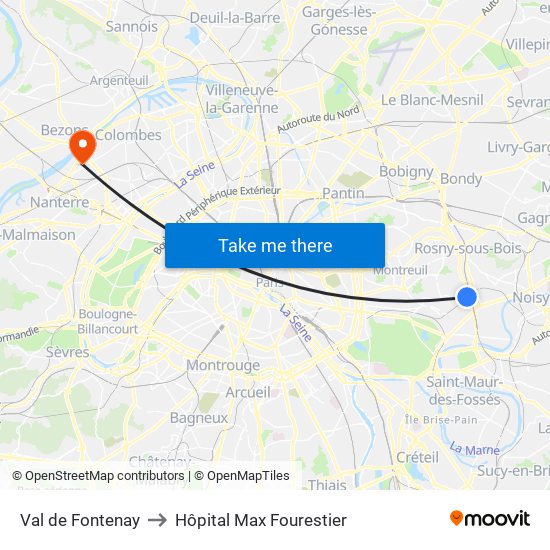 Val de Fontenay to Hôpital Max Fourestier map