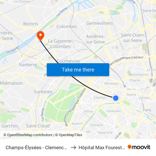 Champs-Élysées - Clemenceau to Hôpital Max Fourestier map