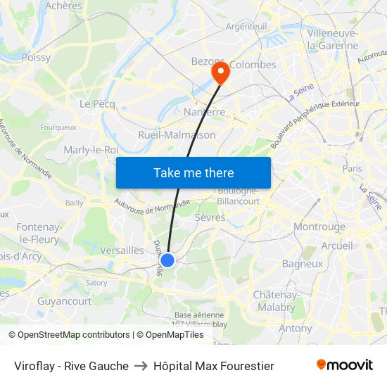 Viroflay - Rive Gauche to Hôpital Max Fourestier map