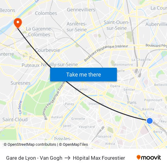 Gare de Lyon - Van Gogh to Hôpital Max Fourestier map