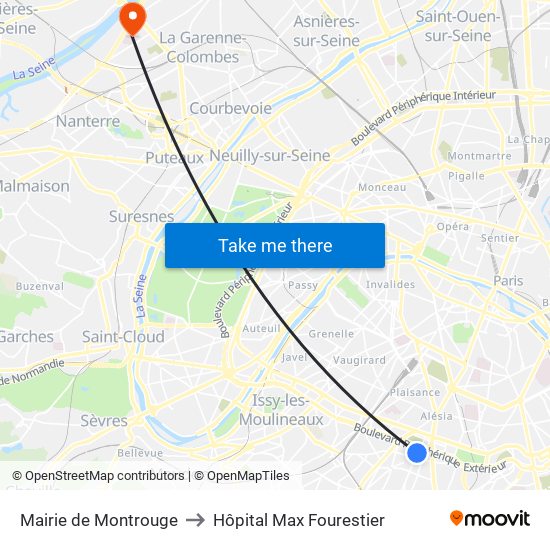 Mairie de Montrouge to Hôpital Max Fourestier map