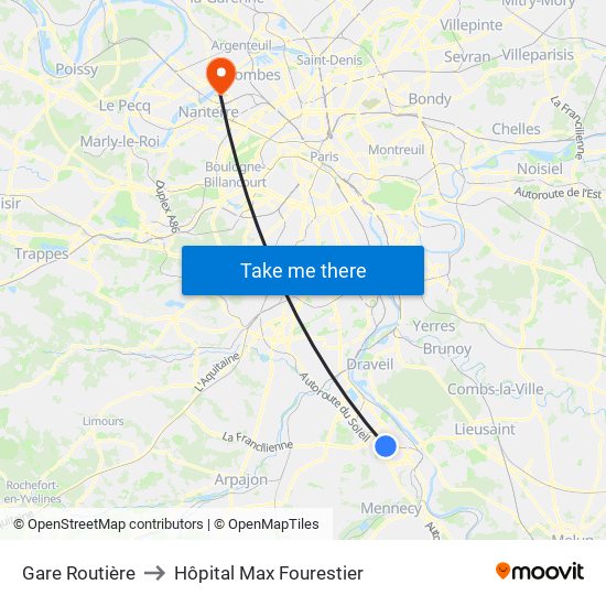 Gare Routière to Hôpital Max Fourestier map