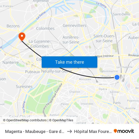 Magenta - Maubeuge - Gare du Nord to Hôpital Max Fourestier map