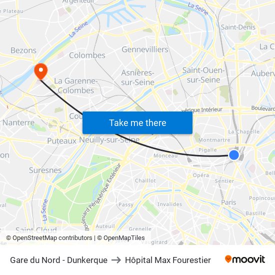 Gare du Nord - Dunkerque to Hôpital Max Fourestier map