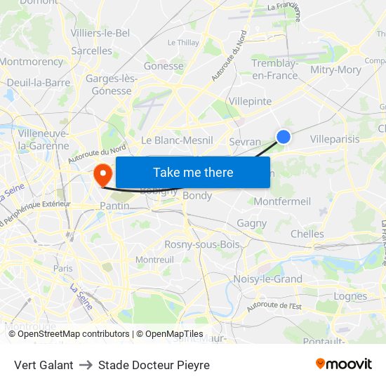 Vert Galant to Stade Docteur Pieyre map