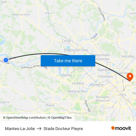 Mantes-La-Jolie to Stade Docteur Pieyre map